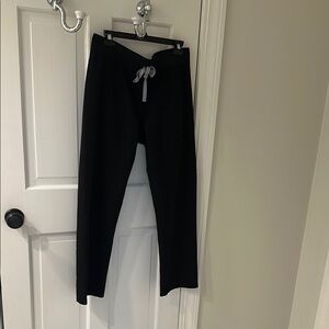 Black womens medium livingston scrub Pants with Gray Drawstring